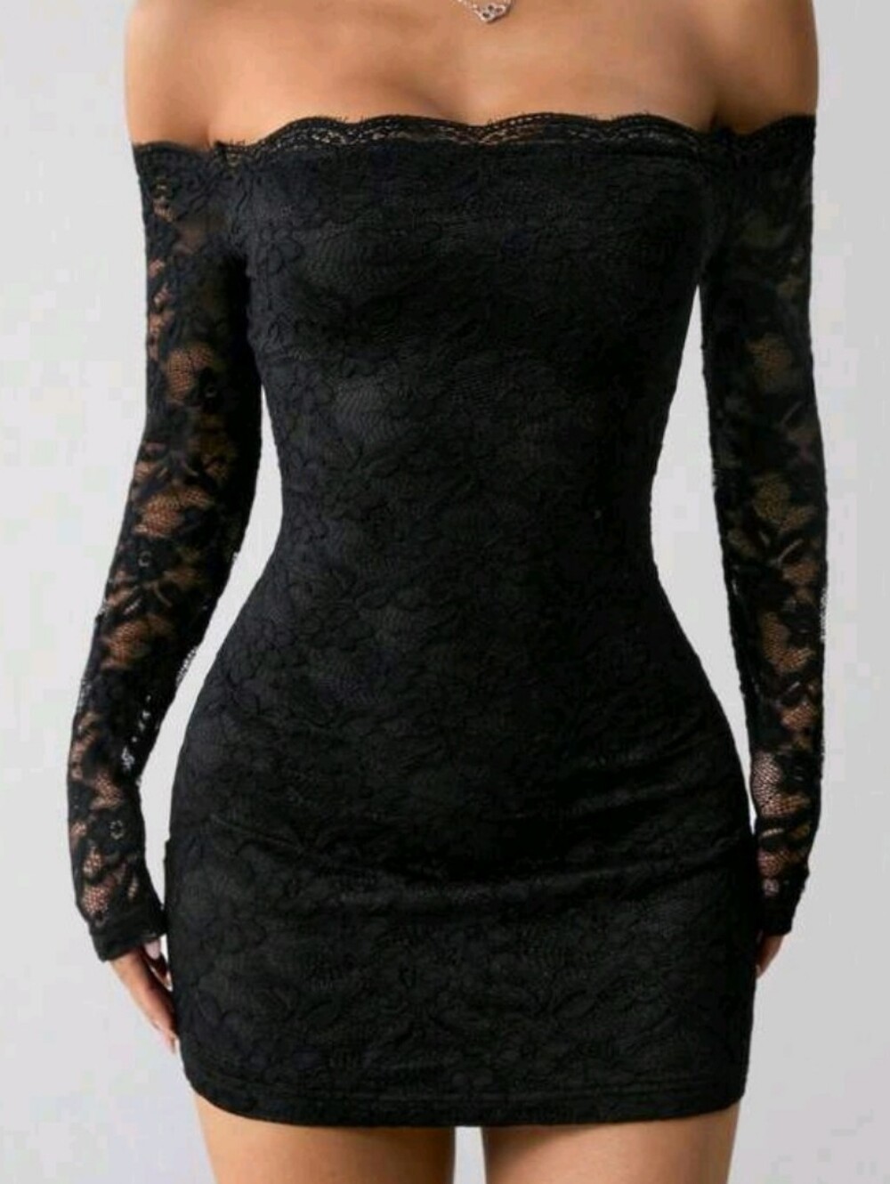 SHEIN Tall CURVE Plus Size women's Off-Shoulder Long Sleeve dress in black SZ 1X
